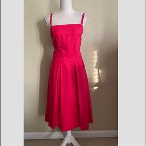 Talbots Linen Pleaded Skirt Midi Dress in Hot Pink Size: 12